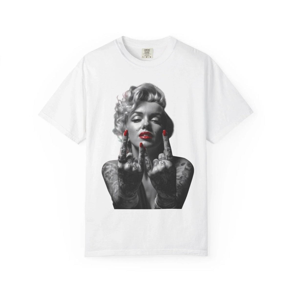 Retro Marilyn Monroe Pinup Girl Finger Gesture | Noir Red Accent Unisex