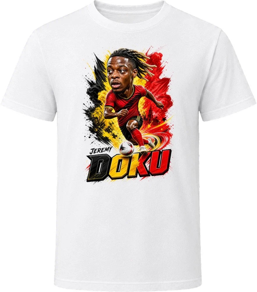Jeremy Doku Belgium Soccer Caricature 2026 World Cup T Shirt Unisex