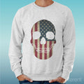 Felpa Man Light Sweater Light Grey " Skull American Flag Skull " Unisex
