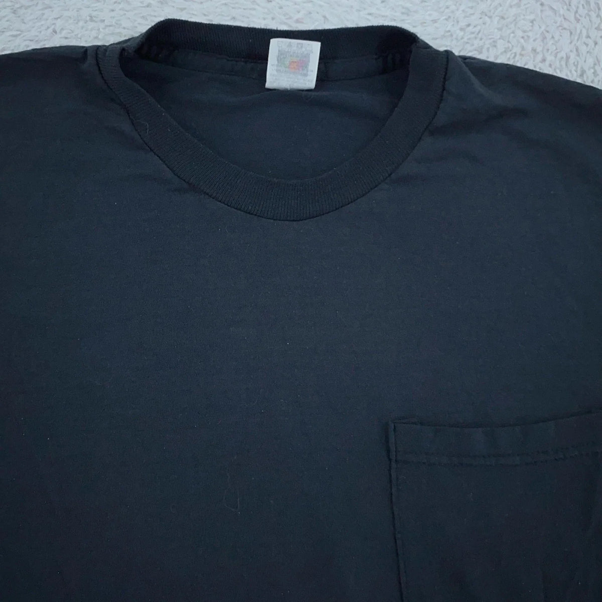 Vintage 90s Blank Black Fruit of the Loom Pocket Shirt Mens Small/Medium Tee Unisex