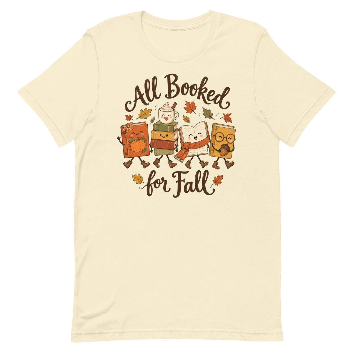All Booked for Fall Shirt Cute Book Lover Autumn Reading Teacher Librarian Tee