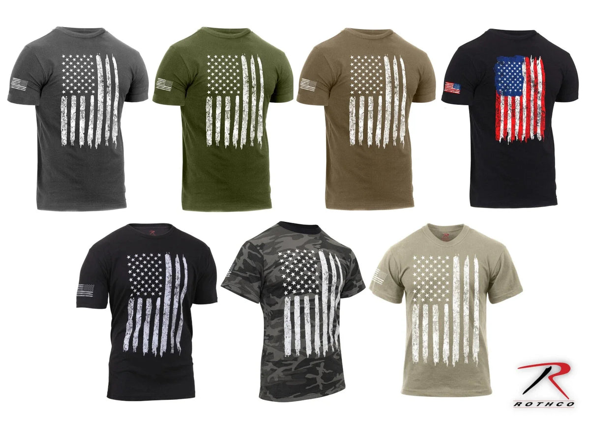 Rothco Mens Distressed US Flag Athletic Fit Short Sleeve (Choose Sizes) Unisex