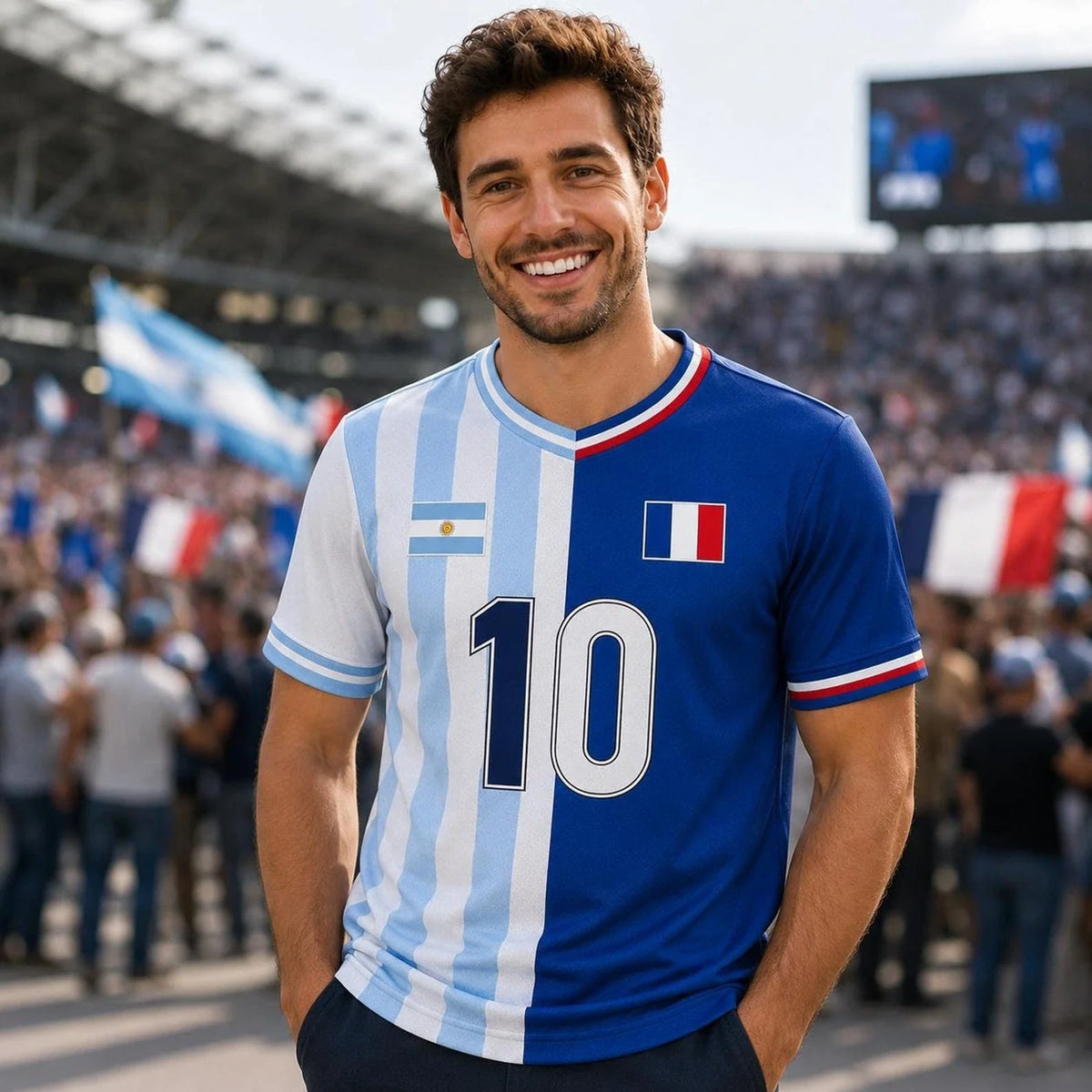 Personalized Half And Half Soccer Jersey Custom Dual Flag Football Shirt Gift, F Unisex