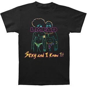 Men's LMFAO Sexy Sketch Neon Large Black Unisex
