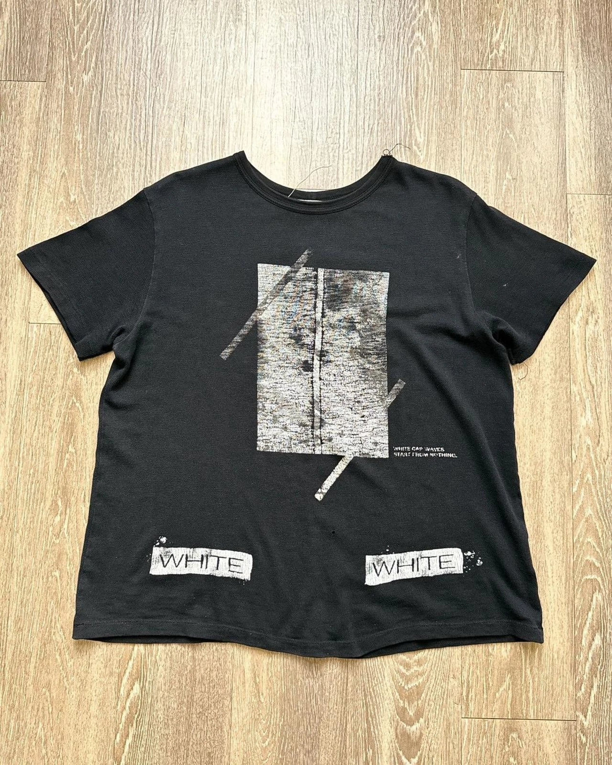 Off White Waves T Shirt Black Men’s S Virgil Abloh Archive Designer 2015 Unisex
