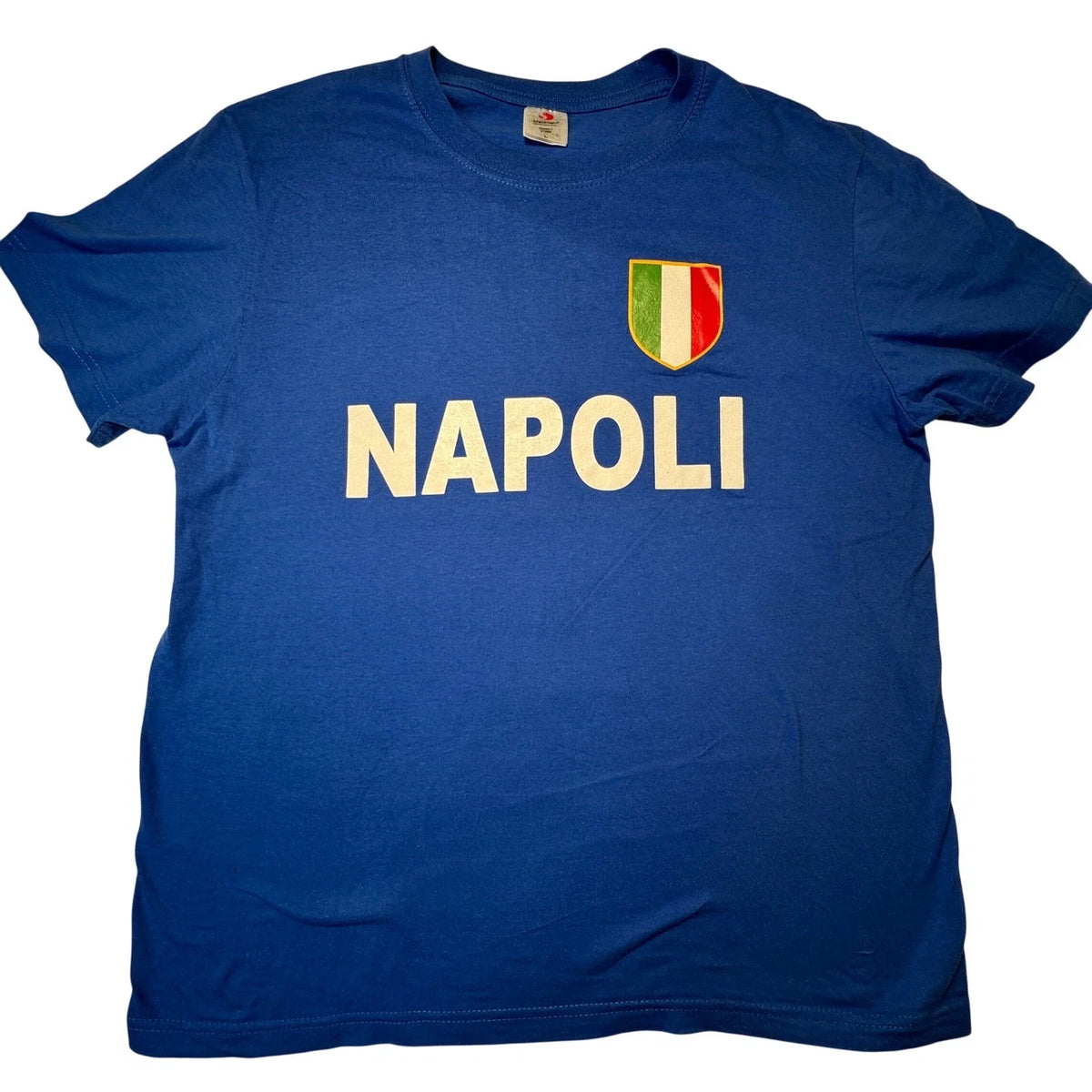 Stedman Napoli Italy Soccer Graphic Blue Mens Large Italian Flag Shield Unisex