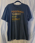 Life is Good Men's L Blue Football Turkey Nap Repeat Short Sleeve NEW Unisex