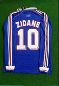 France Zidane #10 World Cup 1998 Blue Soccer Home Jersey Long Sleeve Unisex