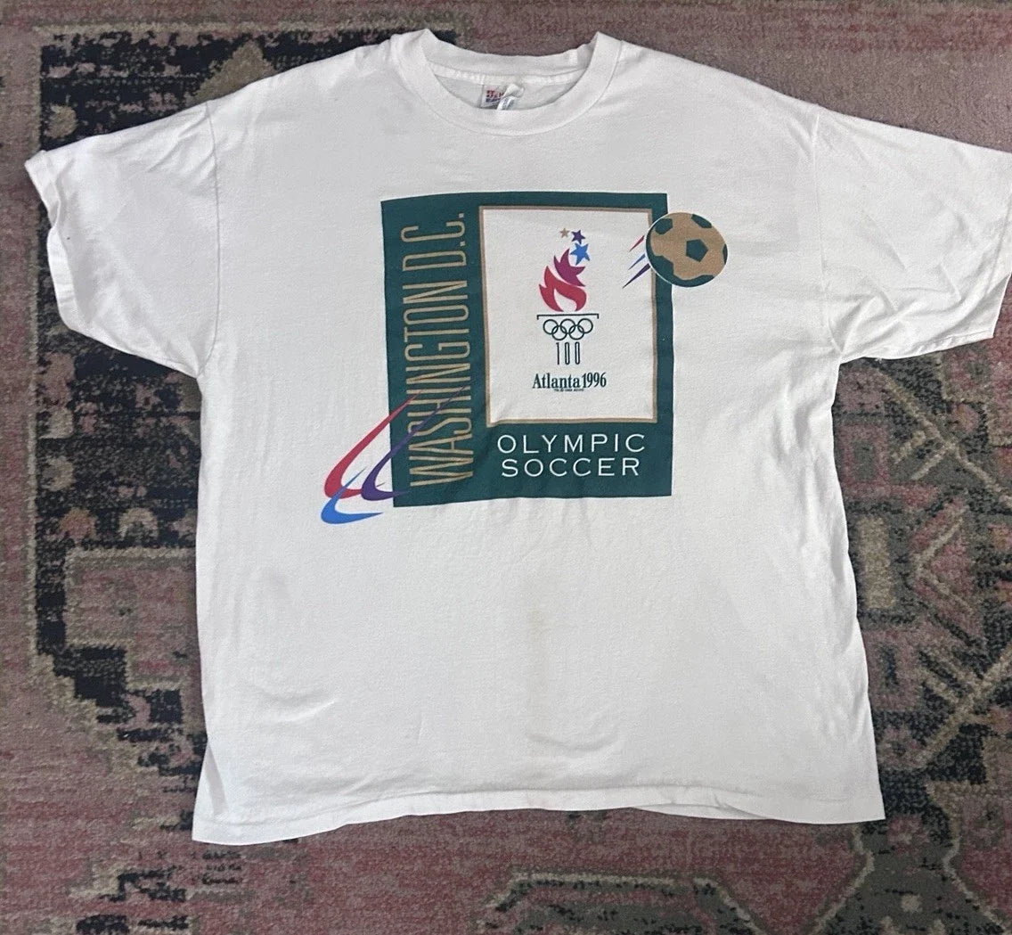 Vintage 1996 Atlanta Olympic Soccer Washington DC RFK Hanes XL Unisex