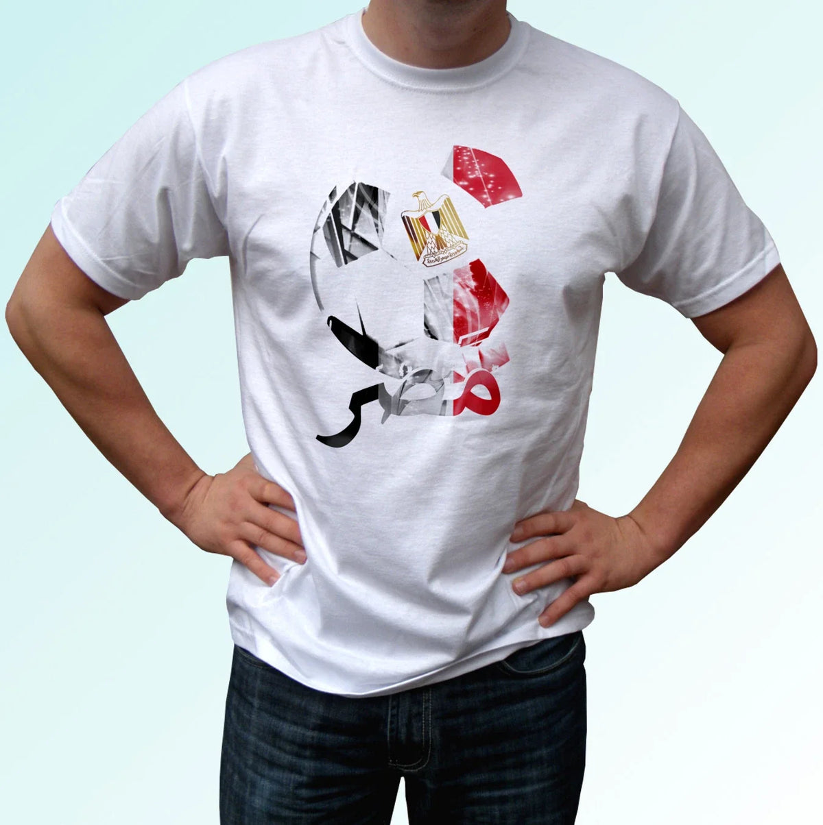 Egypt football flag white t shirt design soccer gift top art tee all sizes Unisex