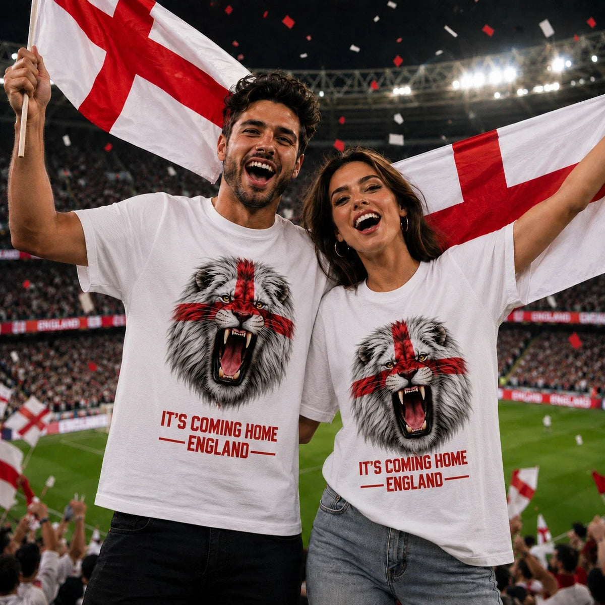 England Lion Graphic Football Supporter Shirt Gift for Match Day Fans Unisex