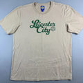 Leicester City Football Club Mens XXL T Shirt Tan Green Script Soccer Fan Unisex