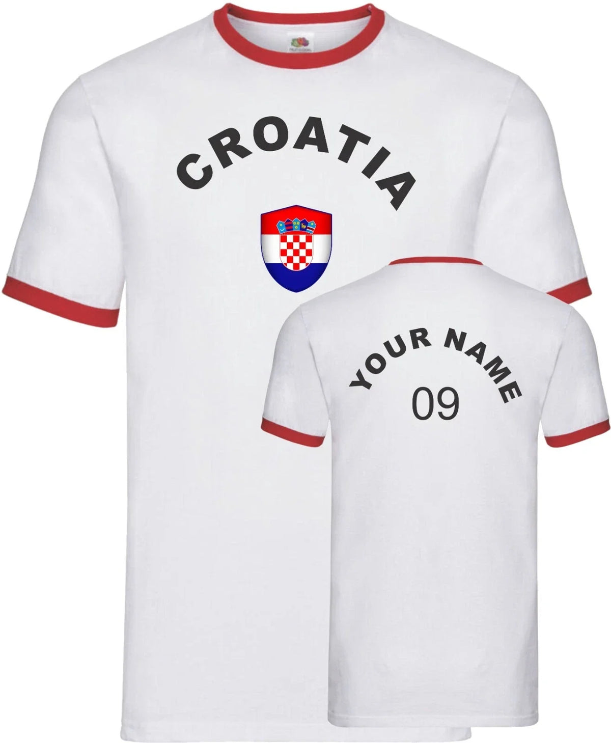 Personalised Croatia Football Ringer Soccer Fans Sport Flag Badge Gift Unisex