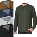 Mens Thermal Henley Long Sleeve Grandad Cuff Tee Warm Waffle Knit Winter Unisex