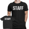 SCREENPRINT Black Staff Double Sided White Print Event Concert Party Tee Unisex