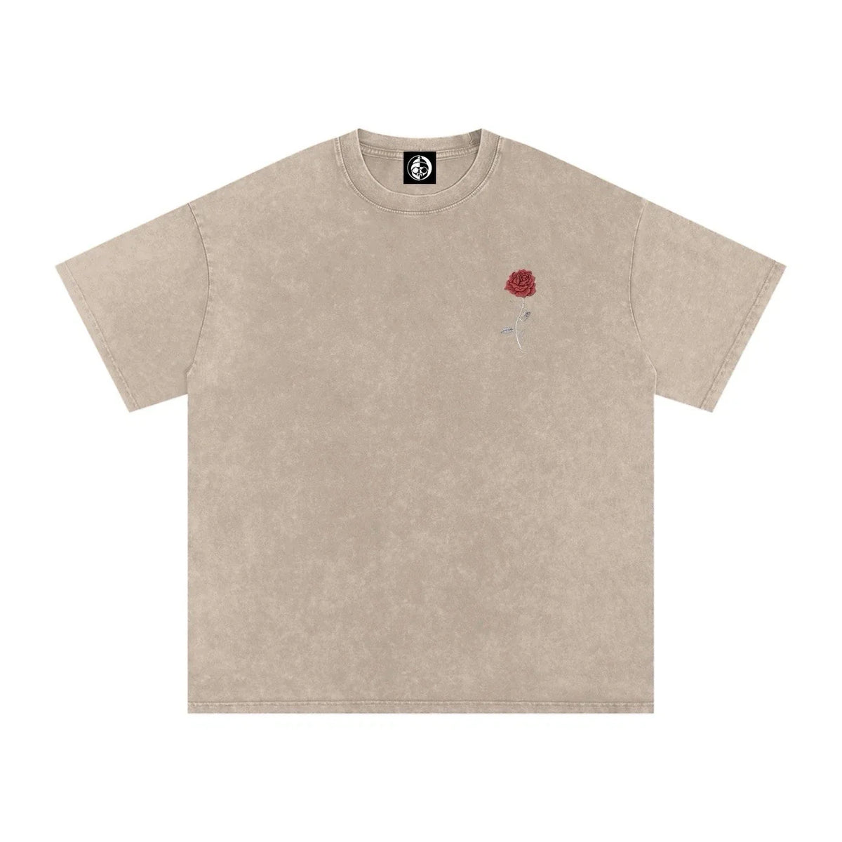 Oversized Khaki Vintage Wash T Shirt | Minimal Streetwear Unisex Heavyweight Tee Unisex