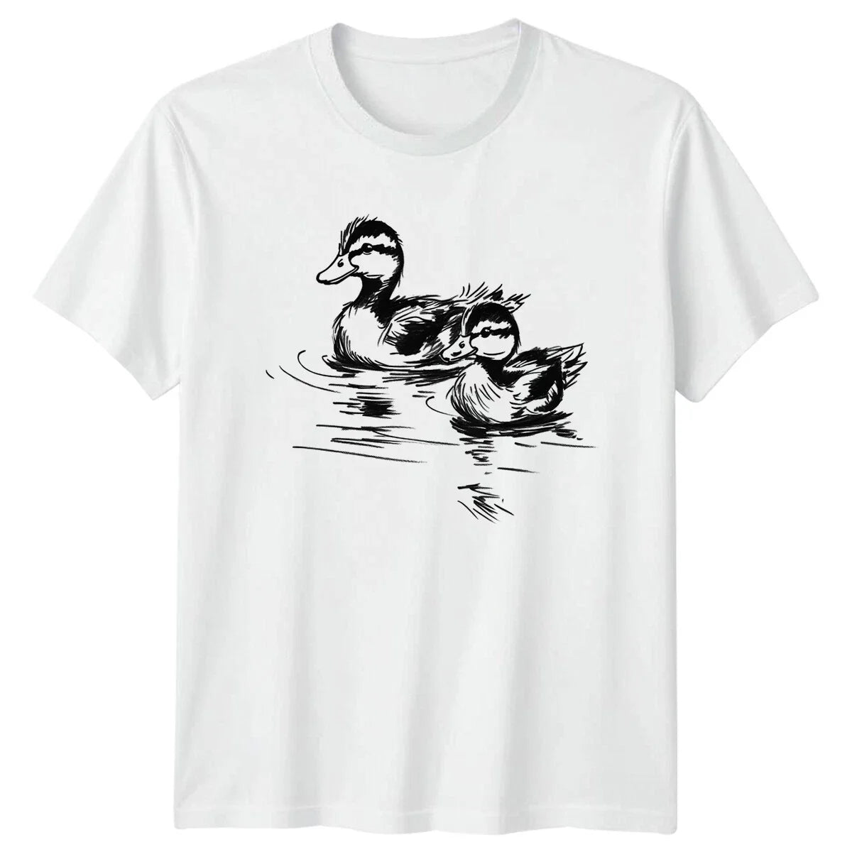 Duck And Duckling Animals Ducks Sketch Art Mens Womens Tee Unisex