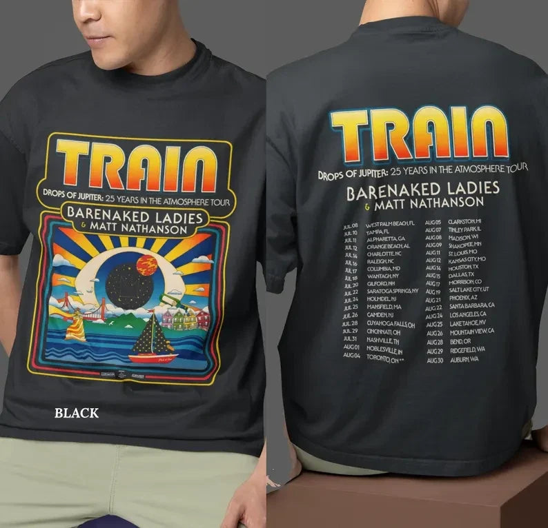 unisex Train Tour 2026 Concert Shirt, 25 Years in the Atmosphere Tee, Retro Musi Unisex