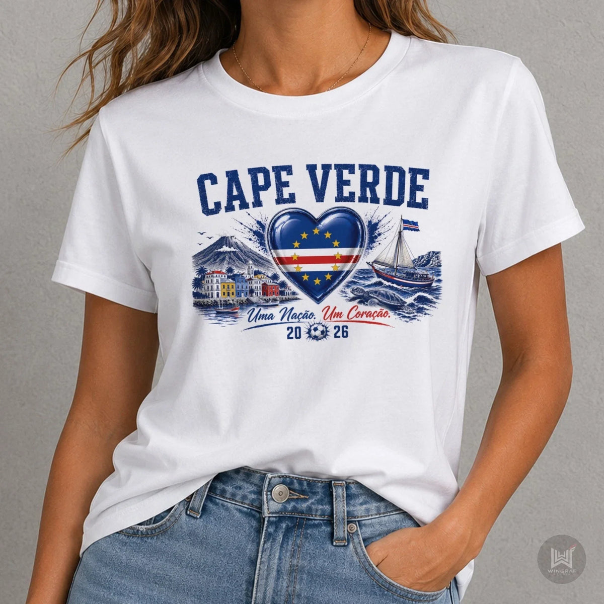 Cape Verde t shirt 2026 football flag tee gift cabo heart soccer top all sizes Unisex