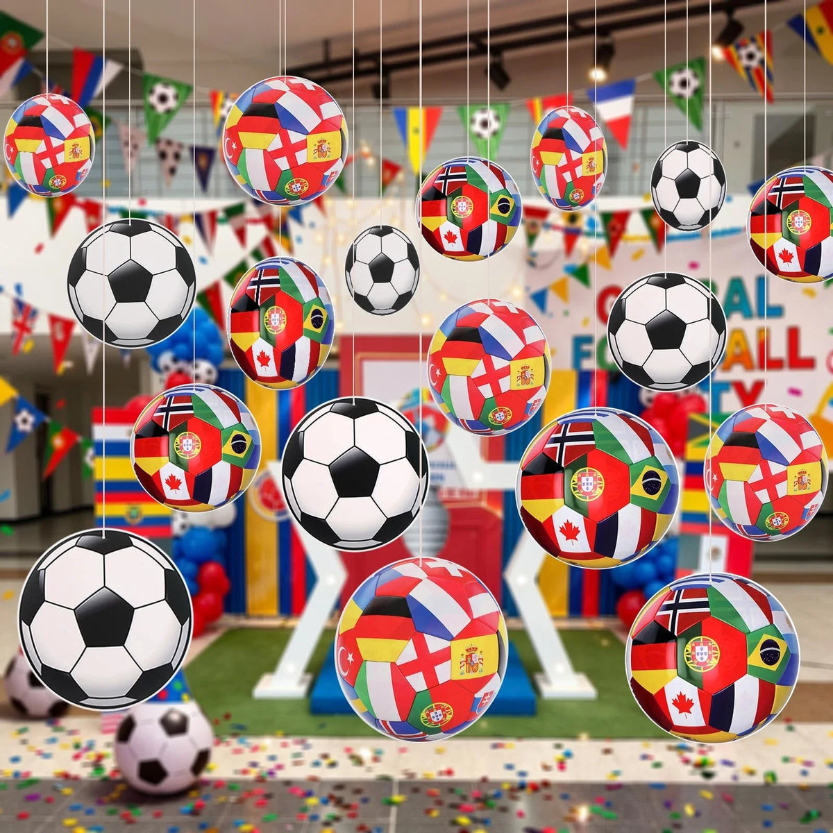 24 Pcs Large Soccer Hanging Decorations 12 Inch Soccer Party Banners Garland ... Unisex