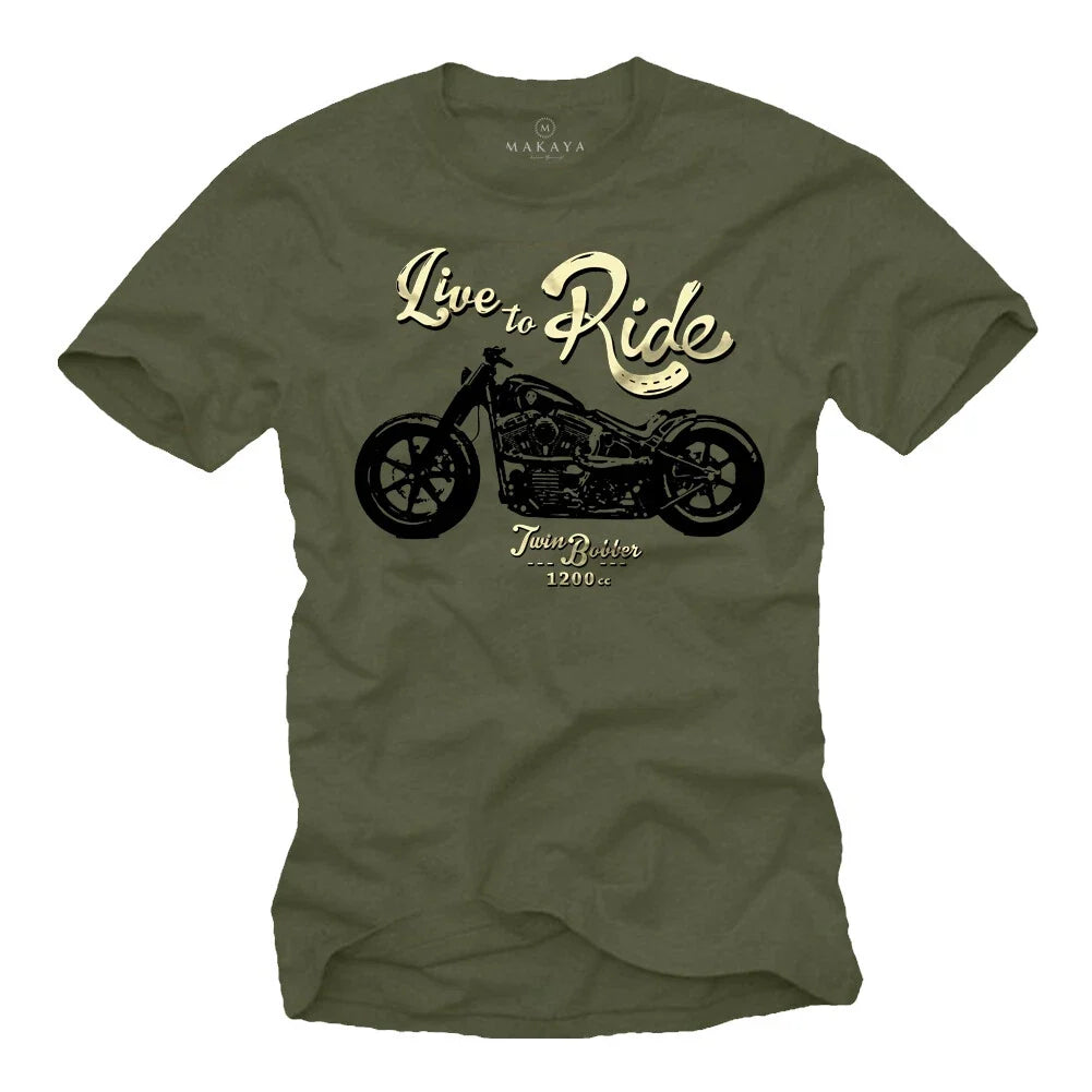 Motorcycle Mens with Custom Twin Bobber - Live to Ride Biker Men Shirt Unisex