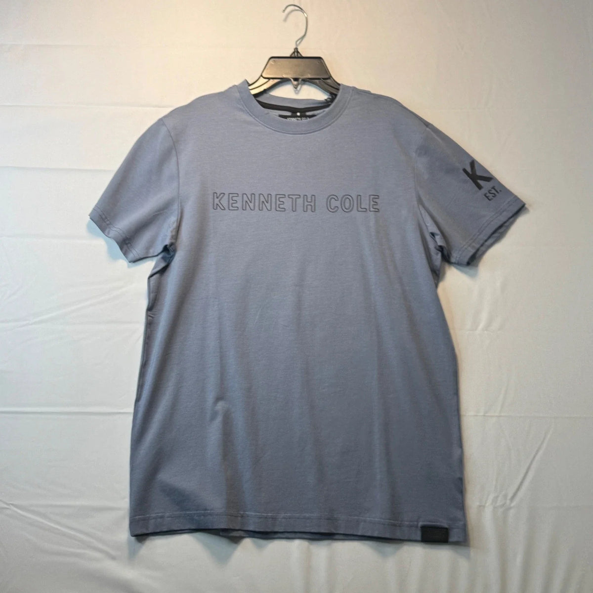 Kenneth Cole New York Mens Logo T Shirt Slate Blue Short Sleeve Stretch Tee Unisex