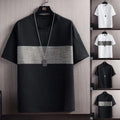 Men's Short Sleeve Loose Fit Splicing Texture Casual Daily Wear Unisex