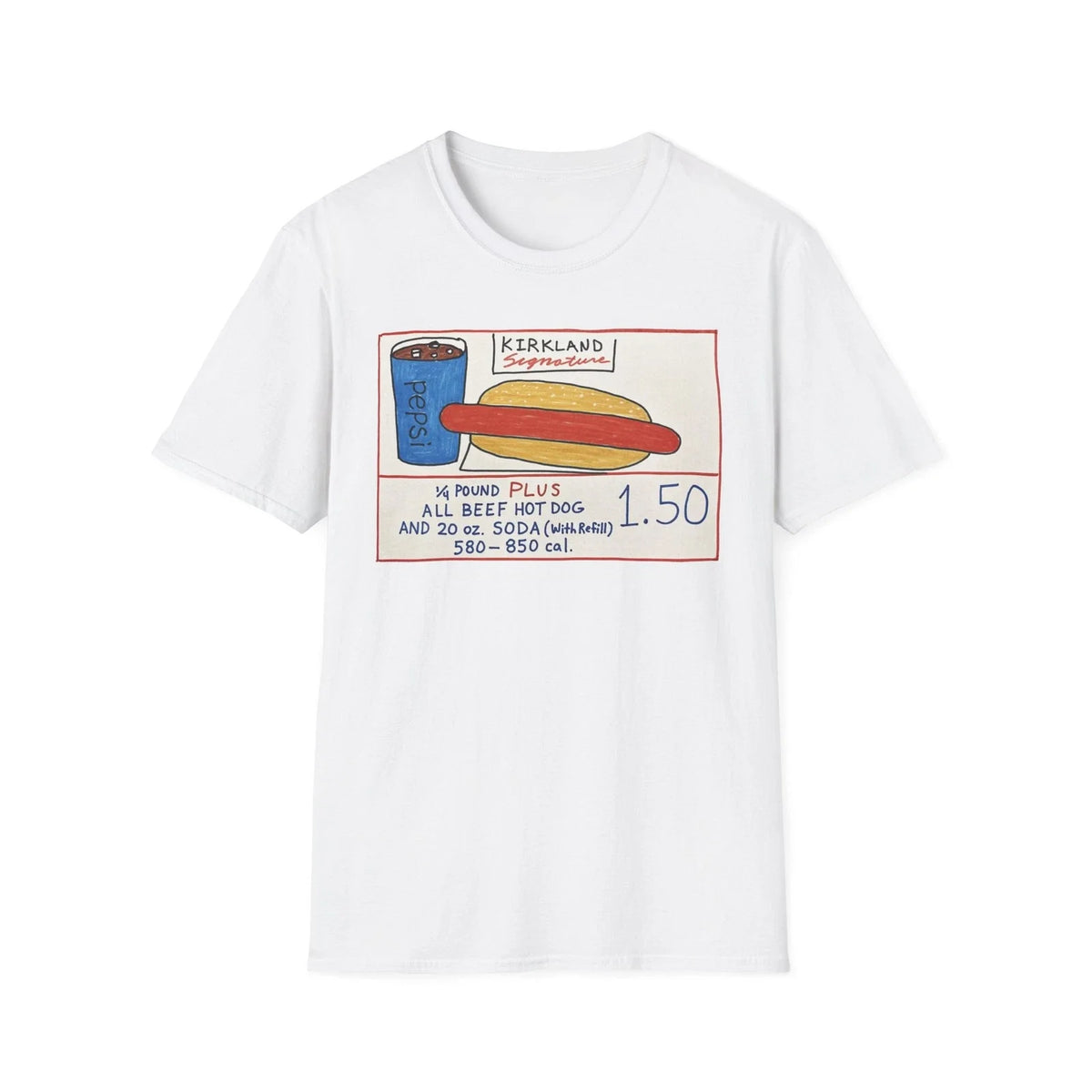 Kirkland Signature Hotdog , Foodie Gift, Costco Shirt, Hand Drawn Tee Unisex
