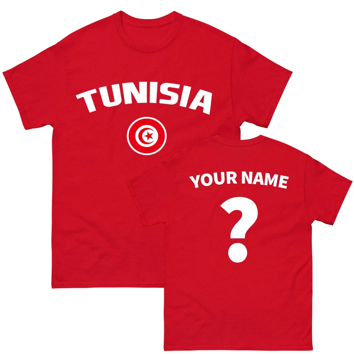 Tunisia football T Shirt, Personalised Tunisia Tee, Custom Name and Number Top Unisex