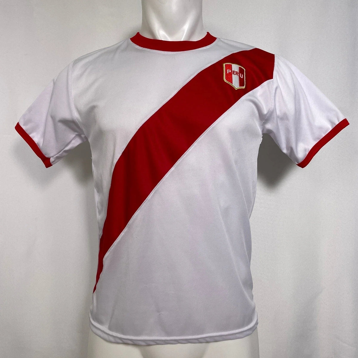 Peru National Soccer Team White Red Jersey Men's SMALL Unisex