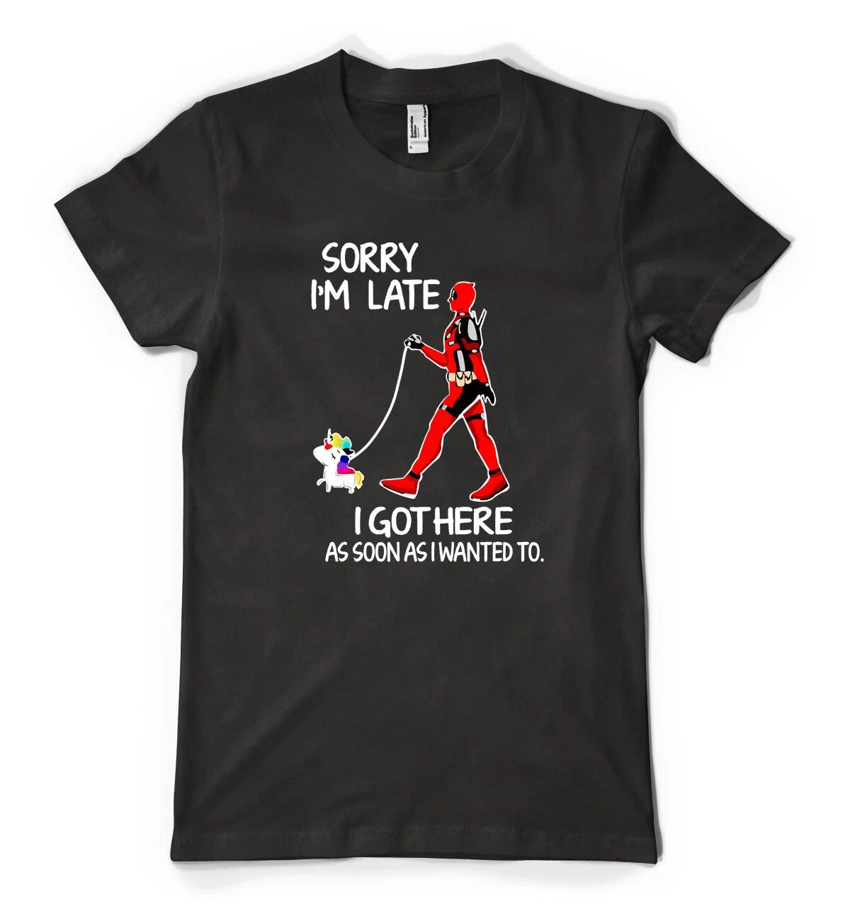 BNWT Deadpool Sorry I'm Late I Got Here Personalised Adult And Kids Unisex