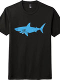 Blue Shark Graphic Tee | Modern Minimalist Design, Unisex Black & White Unisex