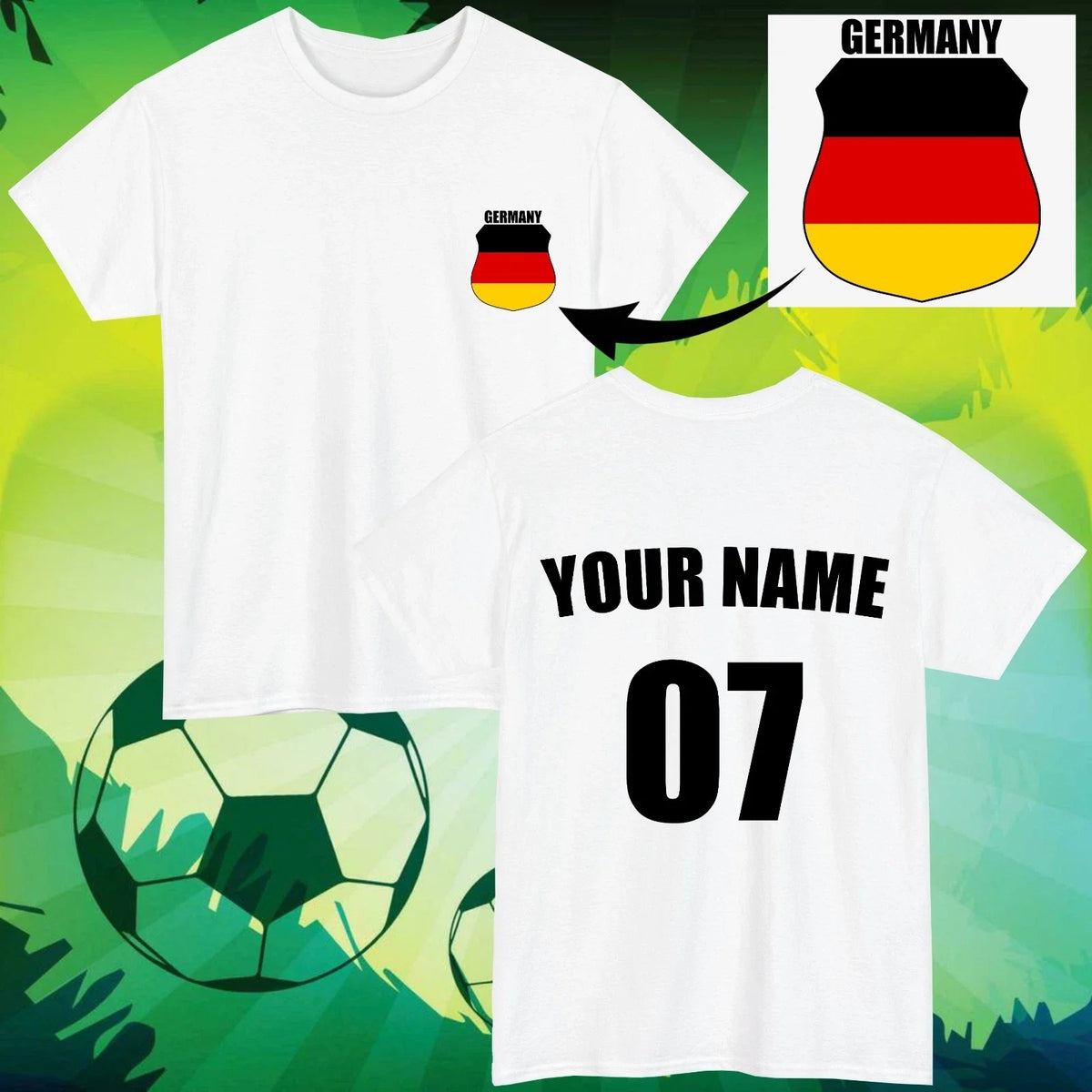 Personalised Germany Football Custom Name Number Fan Gift Unisex Tee Top Unisex