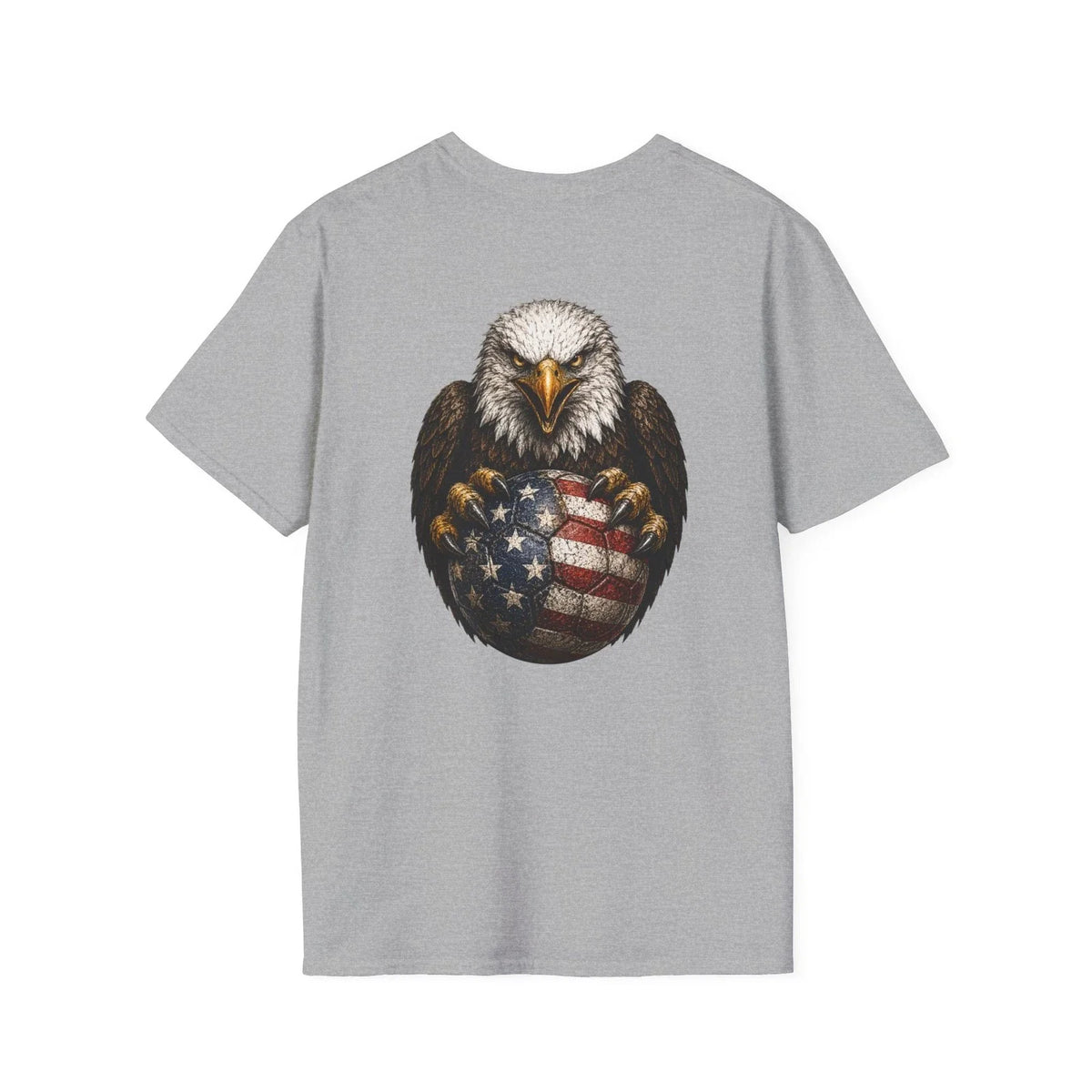 American Eagle Soccer Ball USA Flag Patriotic Football Tee Back Print Unisex