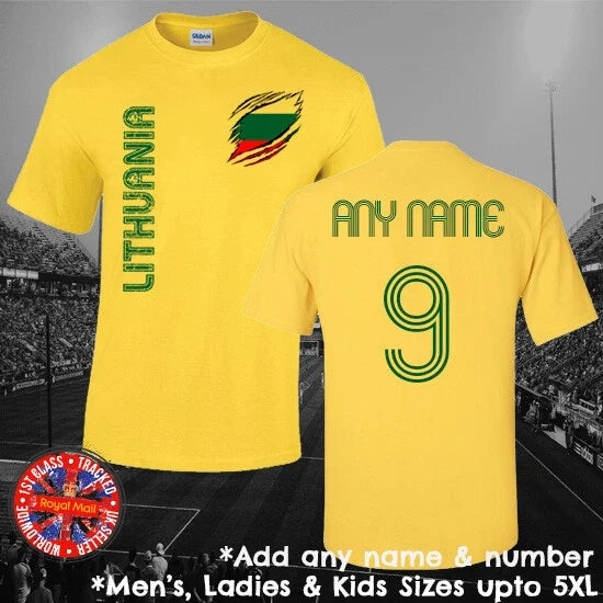 Lithuania Football Fan Personalised Mens Ladies Kids Euros World Cup Unisex