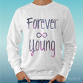 Felpa Man Light Sweater White " Forever Young " Road To Happiness Unisex