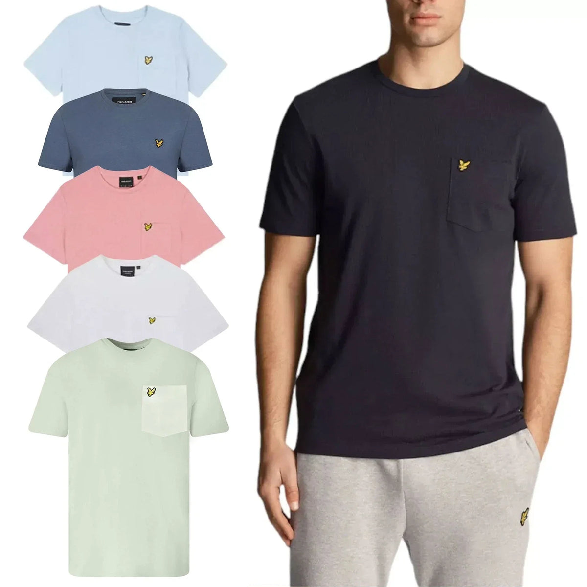Lyle & Scott Mens Short Sleeve T Shirts Pocket Regular Fit Summer Cotton Tee NEW Unisex
