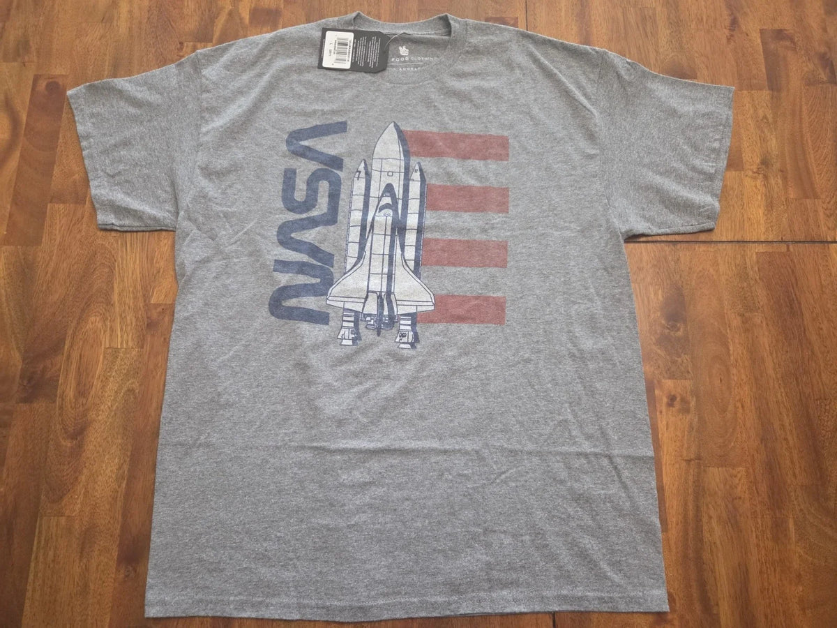 NWT Junk Food NASA MEN'S Oversized LARGE 100% Cotton Gray Graphic Tee Unisex