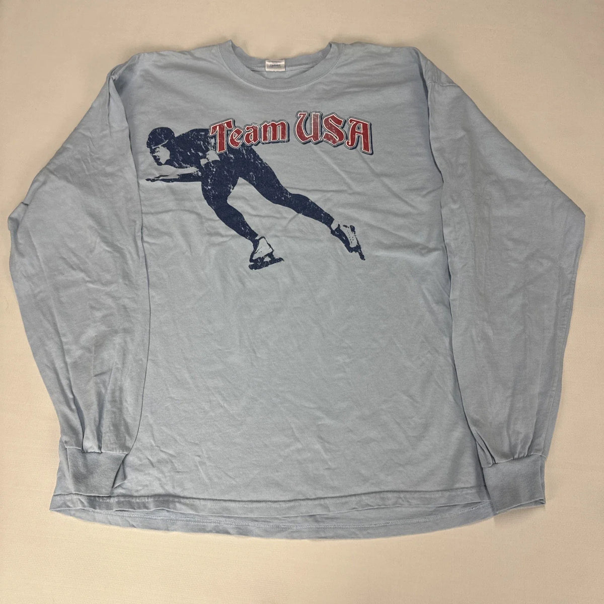 Vintage VANCOUVER OLYMPICS T Shirt Adult 2XL Light Blue Long Sleeve Team USA Unisex