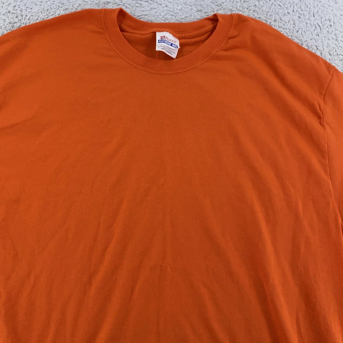 Vintage 90s Blank Orange Mens Large Hanes Heavyweight 50/50 Crewneck Tee Unisex