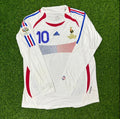 France Zidane #10 World Cup 2006 White Soccer Away Jersey Long Sleeve Unisex