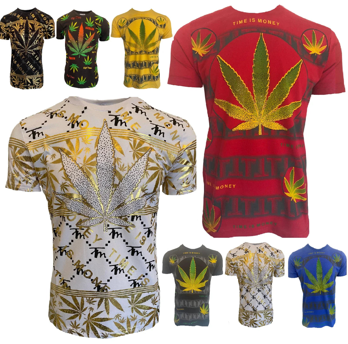 Men’s Leaf T Shirts Weed Cannabis Top Urban Hip Hop Shirt Tee Marijuana Ganja Unisex