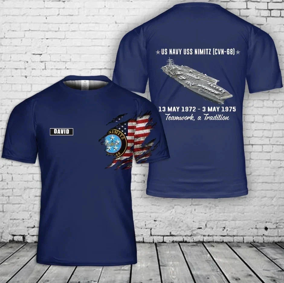Custom Name US Navy USS Nimitz (CVN-68) 3D 3D Size S-5XL Unisex