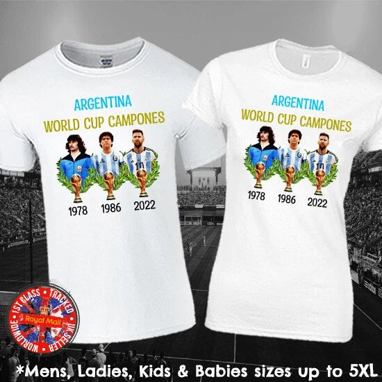 Argentina World Cup Winners Football Fan Maradona Messi Unisex