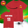 Personalised Spain Football Custom Name And Number Sports Lover Top Unisex