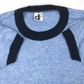 NOS vintage 80s BLANK BLUE RAYON TRI-BLEND RINGER XXXS soft thin rock Unisex