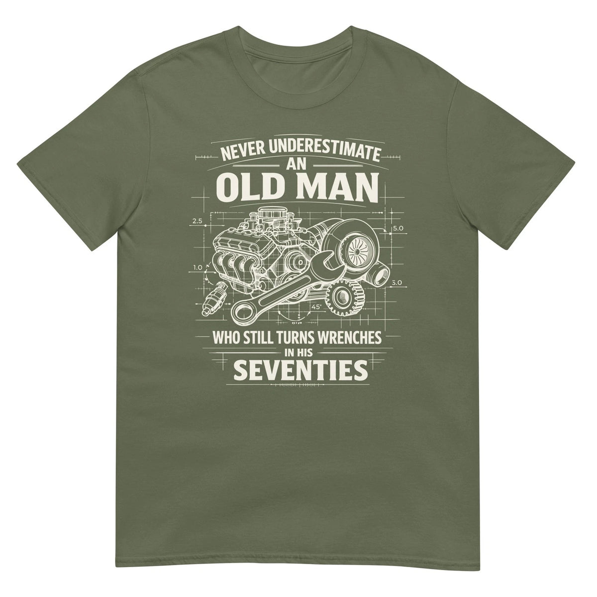 Never Underestimate Old Man Still Turns Wrenches In His Seventies Mechanic Shirt