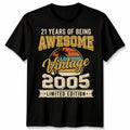 21st Birthday Vintage Unisex T Shirt 2005 Limited Edition Retro Gift Party Unisex