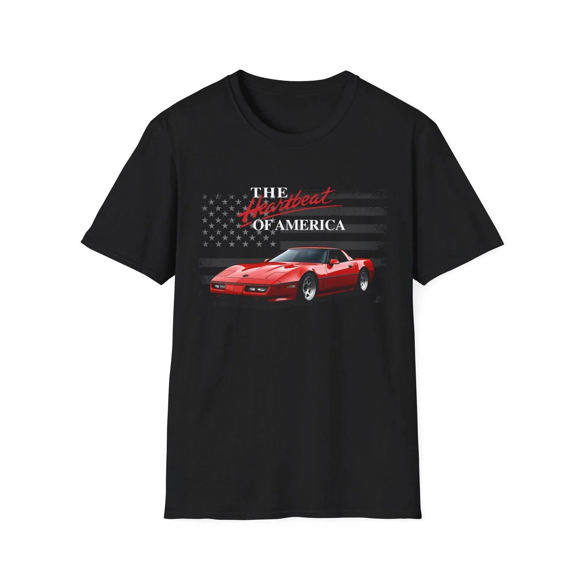 1990 Chevy Corvette – Red C4 “The Heartbeat of America” Graphic Tee Unisex