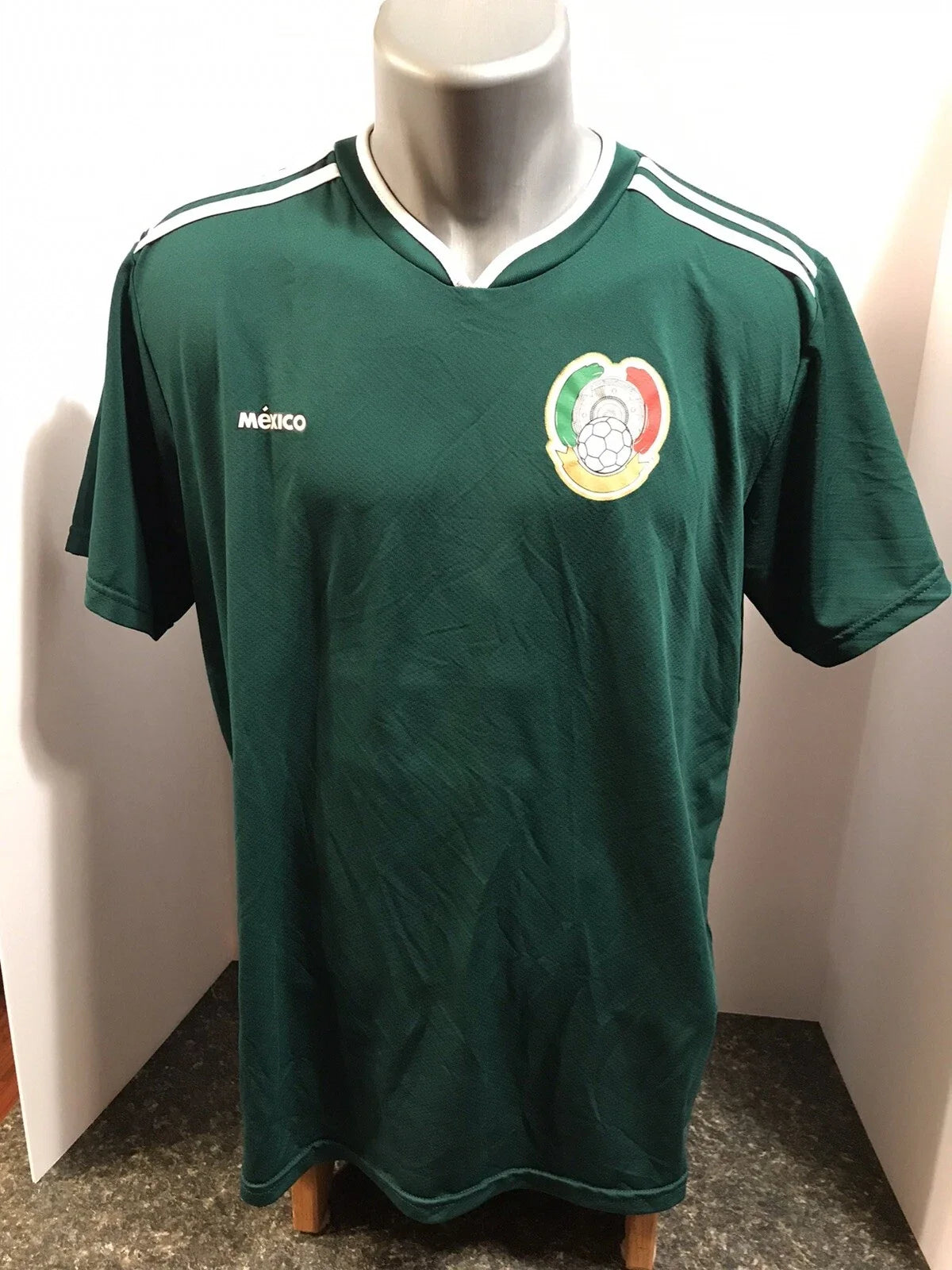 Mexico Soccer Futbol Adult Green Shirt Large Polyester Unisex